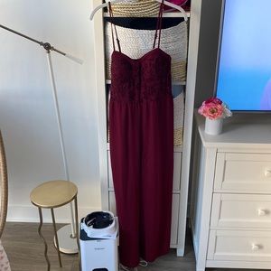 Xhiliration Corset Bustier Wide Leg Jumpsuit